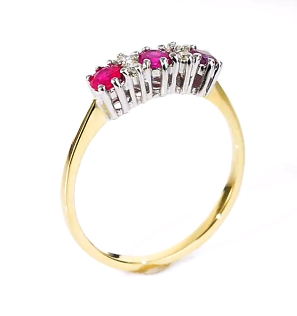 Ruby 0.58ct And Diamond 9K Gold Ring